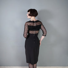 Load image into Gallery viewer, 50s &quot;LEANNE&quot; LONDON BLACK CREPE AND LACE COCKTAIL WIGGLE DRESS - S