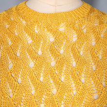 Load image into Gallery viewer, 40s SLINKY BRIGHT GOLDENROD YELLOW LACE KNIT JUMPER TOP - S-M