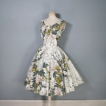 Load image into Gallery viewer, 50s SHAYNE OF MIAMI GREEN PAINTERLY FLORAL RHINESTONED DRESS XS-S
