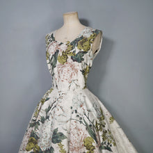 Load image into Gallery viewer, 50s SHAYNE OF MIAMI GREEN PAINTERLY FLORAL RHINESTONED DRESS XS-S