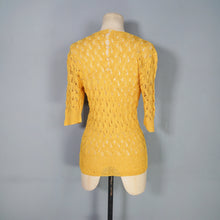 Load image into Gallery viewer, 40s SLINKY BRIGHT GOLDENROD YELLOW LACE KNIT JUMPER TOP - S-M