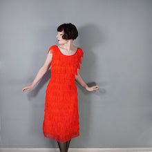 Load image into Gallery viewer, 70s 80s JOHN NEVILLE BOLD RED TASSLE FRINGE PARTY DRESS - M