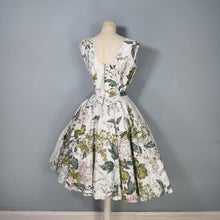 Load image into Gallery viewer, 50s SHAYNE OF MIAMI GREEN PAINTERLY FLORAL RHINESTONED DRESS XS-S
