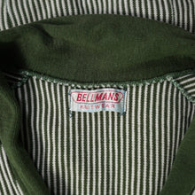 Load image into Gallery viewer, 60s BELLMANS KNITWEAR GREEN AND WHITE STRIPED FITTED JUMPER TOP - XS