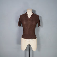 Load image into Gallery viewer, 40s MARSHALL AND SNELGROVE CHESTNUT BROWN FINE KNIT CROPPED JUMPER TOP - XS-S