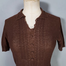Load image into Gallery viewer, 40s MARSHALL AND SNELGROVE CHESTNUT BROWN FINE KNIT CROPPED JUMPER TOP - XS-S