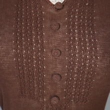Load image into Gallery viewer, 40s MARSHALL AND SNELGROVE CHESTNUT BROWN FINE KNIT CROPPED JUMPER TOP - XS-S