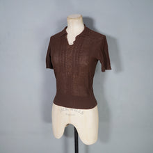 Load image into Gallery viewer, 40s MARSHALL AND SNELGROVE CHESTNUT BROWN FINE KNIT CROPPED JUMPER TOP - XS-S