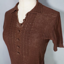 Load image into Gallery viewer, 40s MARSHALL AND SNELGROVE CHESTNUT BROWN FINE KNIT CROPPED JUMPER TOP - XS-S