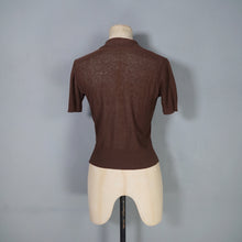 Load image into Gallery viewer, 40s MARSHALL AND SNELGROVE CHESTNUT BROWN FINE KNIT CROPPED JUMPER TOP - XS-S