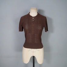 Load image into Gallery viewer, 40s MARSHALL AND SNELGROVE CHESTNUT BROWN FINE KNIT CROPPED JUMPER TOP - XS-S