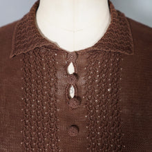 Load image into Gallery viewer, 40s MARSHALL AND SNELGROVE CHESTNUT BROWN FINE KNIT CROPPED JUMPER TOP - XS-S