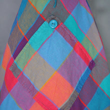 Load image into Gallery viewer, 80s DOES 50s COLOURFUL PLAID CHECK STRAPPY FULL SKIRTED DRESS - S