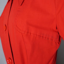 Load image into Gallery viewer, 70s LIGHTWEIGHT BRIGHT RED TRENCH COAT WITH BELT AND DAGGER COLLAR - XS-S