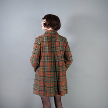 Load image into Gallery viewer, 70s GIL BRET GREEN AND ORANGE PLAID CHECK MINI SWING COAT WITH DAGGER COLLAR - S-M