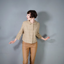 Load image into Gallery viewer, 60s PENDLETON SHORT BROWN BEIGE AND GREY PLAID WOOL SWING JACKET - L
