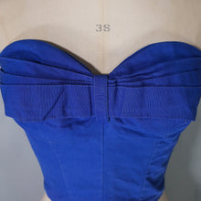 Load image into Gallery viewer, 50s 60s "LILLYWHITES" STRAPLESS BLUE SUN TOP / BONED BUSTIER - XS-S