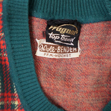 Load image into Gallery viewer, 70s GREEN AND RED FINE KNIT TARTAN TANK TOP / SLEEVELESS JUMPER - S