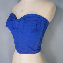 Load image into Gallery viewer, 50s 60s "LILLYWHITES" STRAPLESS BLUE SUN TOP / BONED BUSTIER - XS-S