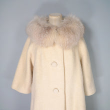 Load image into Gallery viewer, 60S LILLI ANN CREAM FUZZY MOHAIR WOOL SWING COAT WITH HUGE FUR COLLAR - M