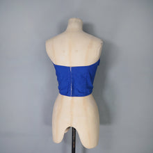 Load image into Gallery viewer, 50s 60s "LILLYWHITES" STRAPLESS BLUE SUN TOP / BONED BUSTIER - XS-S