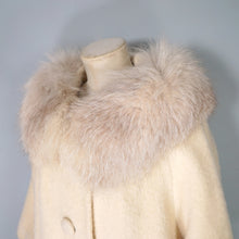 Load image into Gallery viewer, 60S LILLI ANN CREAM FUZZY MOHAIR WOOL SWING COAT WITH HUGE FUR COLLAR - M