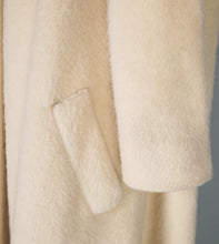 Load image into Gallery viewer, 60S LILLI ANN CREAM FUZZY MOHAIR WOOL SWING COAT WITH HUGE FUR COLLAR - M