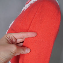 Load image into Gallery viewer, 50s CORAL RED SOFTEST WOOL CARDIGAN WITH WHITE GLASS BEAD EMBELLISHMENT - XS