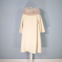 Load image into Gallery viewer, 60S LILLI ANN CREAM FUZZY MOHAIR WOOL SWING COAT WITH HUGE FUR COLLAR - M