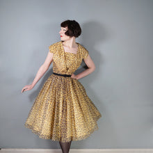Load image into Gallery viewer, 50s LEOPARD ANIMAL PRINT FULL SKIRTED CHIFFON PARTY DRESS WITH BIG COLLAR - XS-S