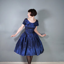 Load image into Gallery viewer, 50s MELBRAY MIDNIGHT BLUE METALLIC FULL SKIRTED PARTY DRESS - XS-S