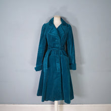 Load image into Gallery viewer, 70s HANDMADE TEAL GREEN JUMBO COAT FITTED PRINCESS COAT - XS