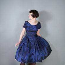 Load image into Gallery viewer, 50s MELBRAY MIDNIGHT BLUE METALLIC FULL SKIRTED PARTY DRESS - XS-S