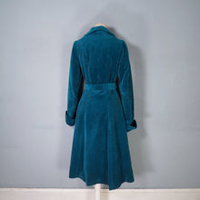 Load image into Gallery viewer, 70s HANDMADE TEAL GREEN JUMBO COAT FITTED PRINCESS COAT - XS