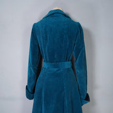 Load image into Gallery viewer, 70s HANDMADE TEAL GREEN JUMBO COAT FITTED PRINCESS COAT - XS