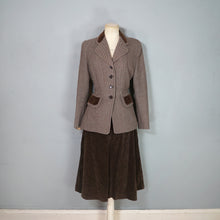 Load image into Gallery viewer, 40s CC41 UTILITY BROWN CORDUROY AND PATTERNED WOOL FITTED SKIRT SUIT - S