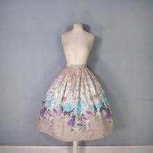 Load image into Gallery viewer, 50s PALE BROWN VICTORIAN STREET SCENE NOVELTY PRINT FULL SKIRT - 25.5"