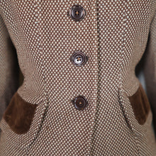 Load image into Gallery viewer, 40s CC41 UTILITY BROWN CORDUROY AND PATTERNED WOOL FITTED SKIRT SUIT - S