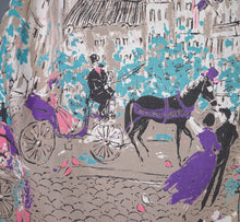 Load image into Gallery viewer, 50s PALE BROWN VICTORIAN STREET SCENE NOVELTY PRINT FULL SKIRT - 25.5"