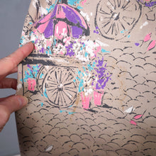 Load image into Gallery viewer, 50s PALE BROWN VICTORIAN STREET SCENE NOVELTY PRINT FULL SKIRT - 25.5"