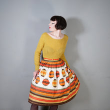 Load image into Gallery viewer, 50s 60s ORANGE STRIPE AND BALL PATTERN FULL COTTON SKIRT - 29.5&quot;