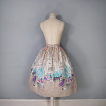 Load image into Gallery viewer, 50s PALE BROWN VICTORIAN STREET SCENE NOVELTY PRINT FULL SKIRT - 25.5"