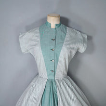 Load image into Gallery viewer, 50s GREEN STRIPED HORROCKSES FASHIONS FULL SKIRTED COTTON DRESS - S