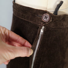 Load image into Gallery viewer, 40s CC41 UTILITY BROWN CORDUROY AND PATTERNED WOOL FITTED SKIRT SUIT - S