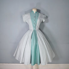 Load image into Gallery viewer, 50s GREEN STRIPED HORROCKSES FASHIONS FULL SKIRTED COTTON DRESS - S