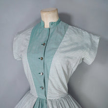 Load image into Gallery viewer, 50s GREEN STRIPED HORROCKSES FASHIONS FULL SKIRTED COTTON DRESS - S