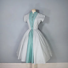 Load image into Gallery viewer, 50s GREEN STRIPED HORROCKSES FASHIONS FULL SKIRTED COTTON DRESS - S