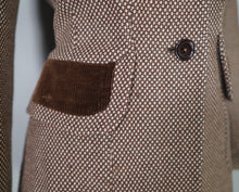 Load image into Gallery viewer, 40s CC41 UTILITY BROWN CORDUROY AND PATTERNED WOOL FITTED SKIRT SUIT - S