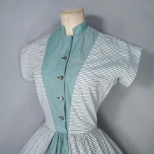 Load image into Gallery viewer, 50s GREEN STRIPED HORROCKSES FASHIONS FULL SKIRTED COTTON DRESS - S