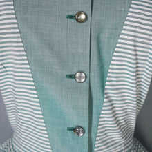 Load image into Gallery viewer, 50s GREEN STRIPED HORROCKSES FASHIONS FULL SKIRTED COTTON DRESS - S